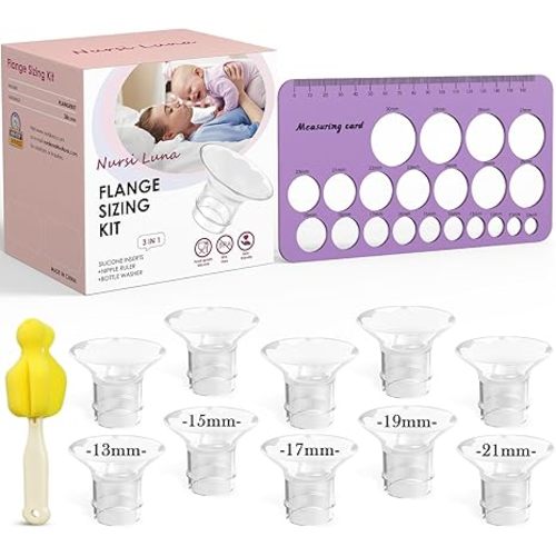Flange Sizing Kit 3 in 1 with 10PCS Flange Inserts 13/15/17/19/21mm, Silicone Flanges Insert Kit for 24mm Flange/Shield, Pumping Essentials Kit for Moms