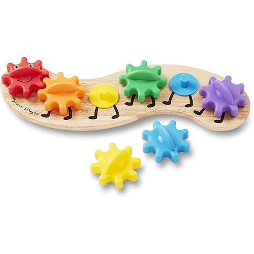 Melissa & Doug Rainbow Caterpillar Gear Toy With 6 Interchangeable Gears - For Toddlers And Babies