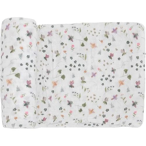 Little Unicorn – Garden Bees Cotton Muslin Swaddle Blanket | Single | 100% Cotton | Super Soft | Newborns and Infants | Large 47” x 47” | Machine Washable