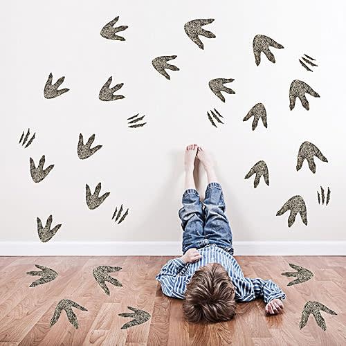 Dinosaur Footprints Wall Stickers Realistic Dinosaur Footprints Floor Wall Decals for Kids Baby Bedroom Nursery Classroom School Playroom Dinosaur Party Decoration Halloween