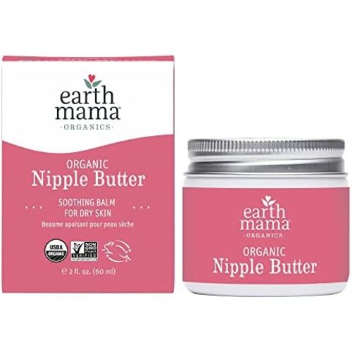 Organic Nipple Butter Breastfeeding Cream by Earth Mama | Lanolin-free, Safe for Nursing & Dry Skin, Non-GMO Project Verified, 2-Fluid Ounce (Packaging May Vary)