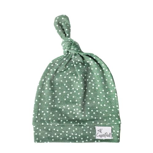 Baby Beanie Hat Top Knot Stretchy Soft"Juniper" by Copper Pearl