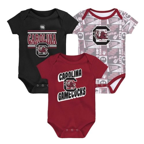 South Carolina Gamecocks Newborn Sunday Comics 3-Pack Bodysuit Set - Garnet