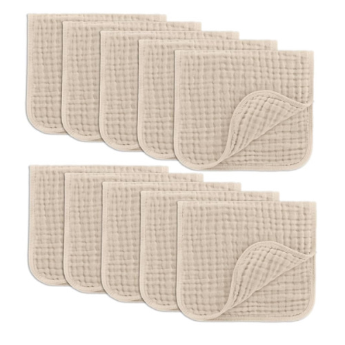 Comfy Cubs Muslin Burp Cloths 20" x 10", Pack of 10 - Large, 6-Layer, Ultra Absorbent 100% Cotton for Baby Drool and Messes - Soft, Safe & Gentle Baby Burp Cloths for Boys & Girls - Multi Boy