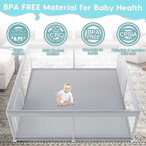 Fshibila 79"×79" Extra Large Baby Playpen