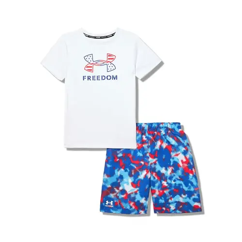 Under Armour boys Boys' Swim Volley Set, Sleeve Shirt & Matching Shorts, Lightweight & Breathable