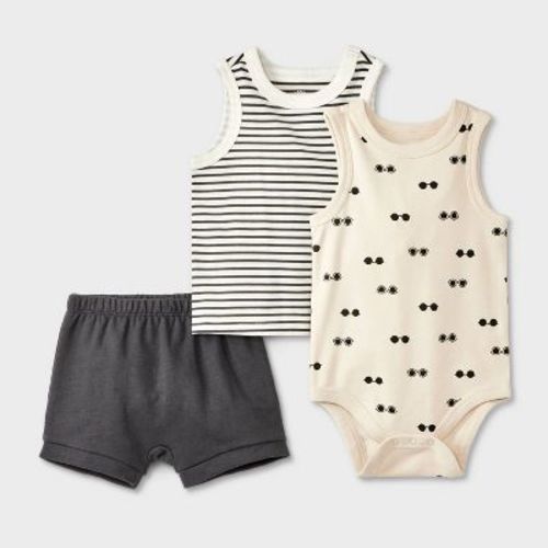 Baby Boys' Printed Top & Bottom Set - Cat & Jack™ Black 0-3M