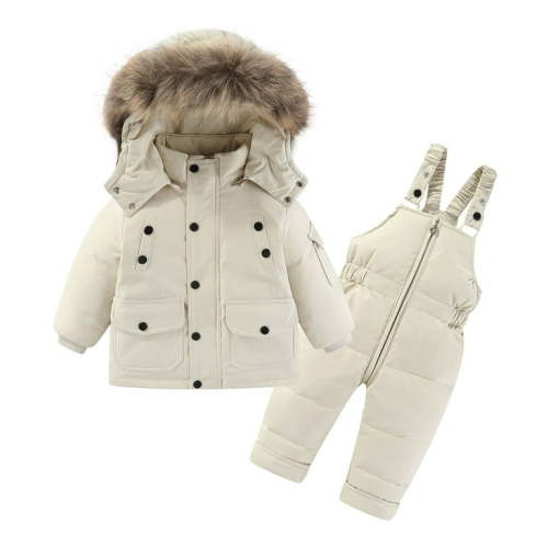 QUDDERR Baby Kids Girls Boys Hooded down Jacket + Ski Bib Pants Snowsuit Set Toddler Winter Warm Outfit Size 2-6T