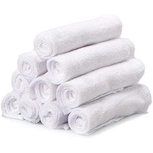 Spasilk Washcloth Wipes Set for Newborn Boys and Girls, Soft Terry Washcloth Set, Pack of 10, White, (010-WTE)