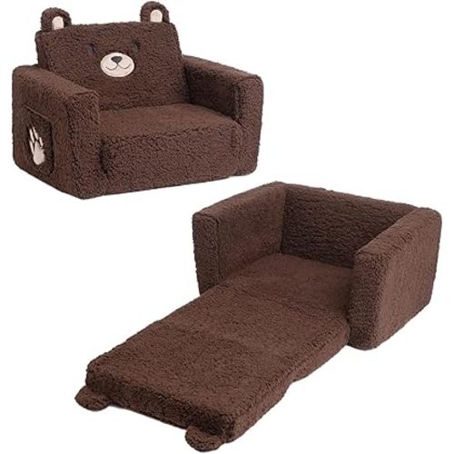 2-in-1 Cuddly Sherpa Bear Chair
