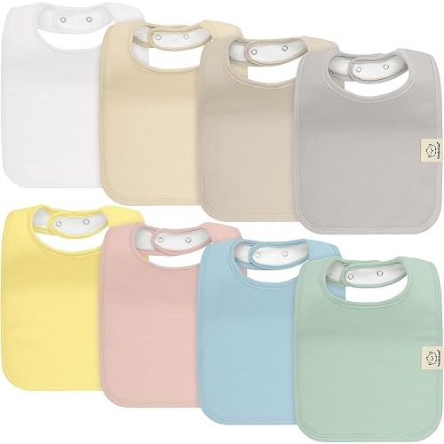 KeaBabies 8-Pack Organic Baby Bibs for Boy, Girl, Drool Bibs for Baby Boy & Girl Toddler, Infant Bibs, Cotton Bibs, Super Absorbent Drooling Teething Bibs (Dawn)