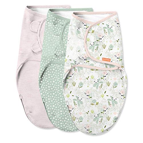 SwaddleMe by Ingenuity Original Swaddle with Easy-Change, 100% Cotton, Improves Sleep & Calms Startle Reflex, 0-3 Months, 3-Pack - Peekaboo Panda