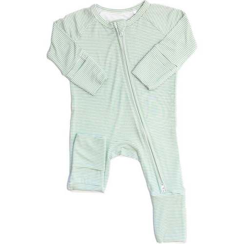 Mini Stripe Sleep Romper, Pistachio Green - The Uptown Baby | Maisonette