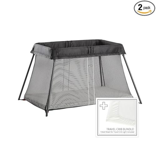 BabyBjörn Travel Crib Light + Fitted Sheet, Black