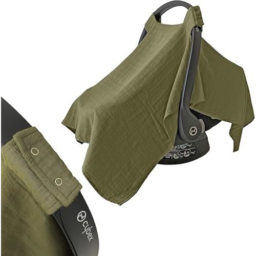 MOZAH Baby Car Seat Cover - Olive Green- 100% Organic Muslin - Soft, Breathable and Lightweight, Baby Infant Car Seat Essentials