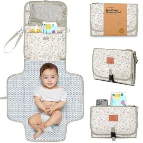 KeaBabies Ezee Portable Diaper Changing Pad, Portable Diaper Changing Mat, Waterproof Foldable Diaper Changing Pad (Prairie)