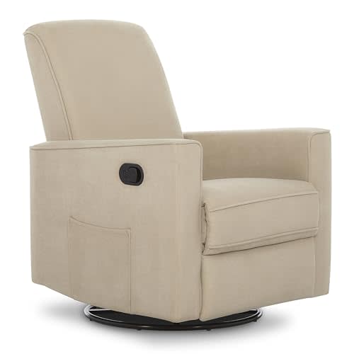 Evolur Raleigh Glider in Tan, Upholstered Plush Seating 360° Swivel Glider Rocking Chair, FSC Certified, Greenguard Gold & JPMA Certified Nursery Glider Recliner