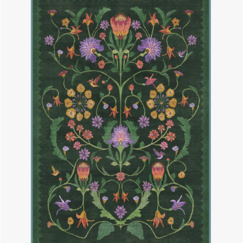 Iris Apfel Protea Forest Green Tufted Rug | Ruggable