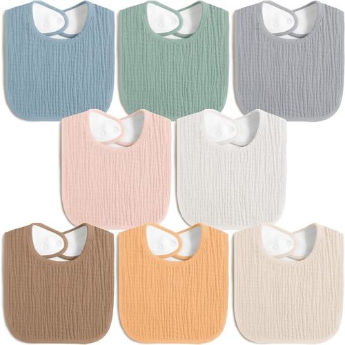 8 Pack Muslin 100% Cotton Baby Bibs