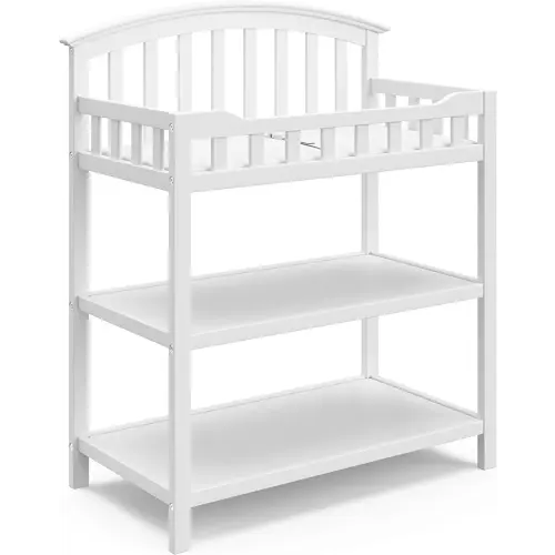 Graco Changing Table with Water-Resistant Changing Pad (White) – GREENGUARD Gold Certified, Multi Storage Nursery Changing Table for Infants and Babies