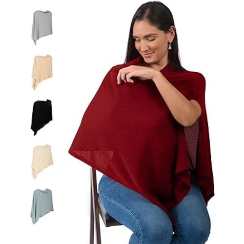 Nursing Cover Up for Breastfeeding - Privacy Nursing Covers - Breathable - Ponchy by Gold Mamas - Newborn Essentials Must Haves - Cardinal