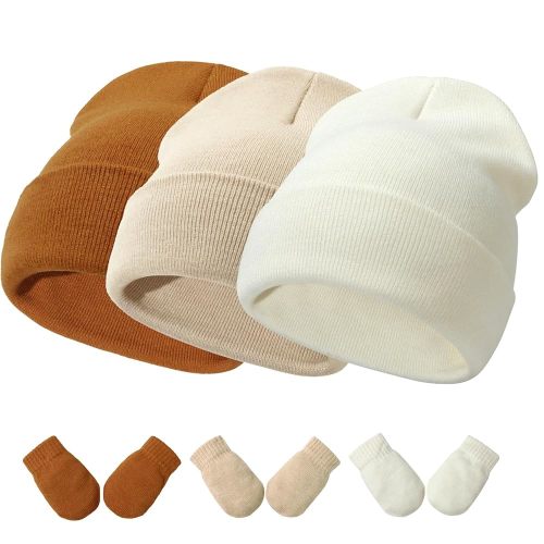 Baby Hats and Mittens Set Infant Toddler Beanie Caps Hospital Hat Set Newborn Gloves for Baby Boys Girls