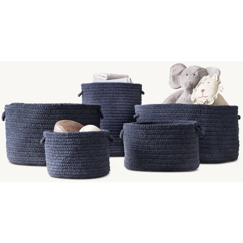 Braided Wool Storage - Navy | RH Baby & Child
