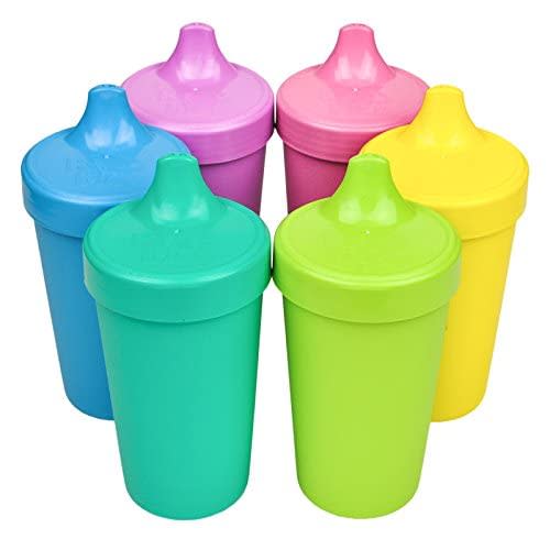 Re-Play Sippy Cups for Toddlers - 10 Oz. Reusable Spill Proof Cups for Kids, Dishwasher/Microwave Safe - Made in USA - Set of 6-3.13" x 6.25" - Sorbet