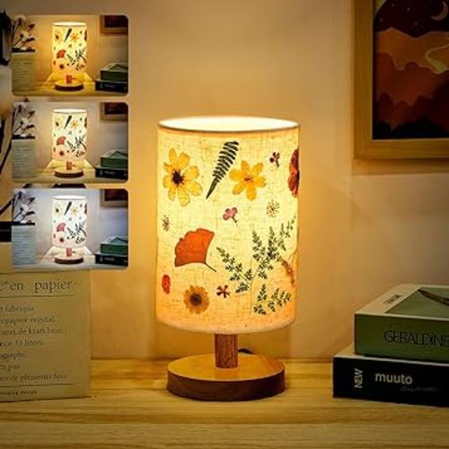 Hortsun Pressed Floral Lamp Floral Bedside Lamp Vintage Flower Desk Lamp for Bedroom Living Room, Dorm, Home, Office Decor(1 Pcs, Modern Style)