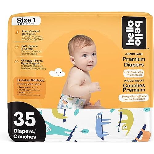 Hello Bello Jumbo Diaper Pack - Sleepy Sloth - Size 1 35 Count