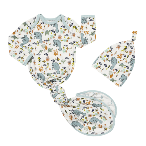 Manatee Newborn Gift Set - Bamboo Baby Gown and Hat – Emerson and Friends