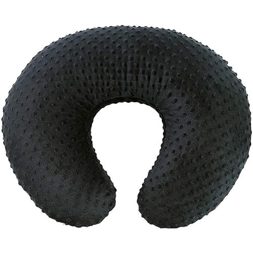 OWLOWLA Minky Nursing Pillow Cover, Breastfeeding Pillow Slipcover Fits Nursing Pillow for Baby Boy Girl(Black)