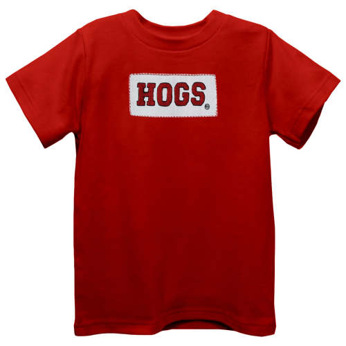 Arkansas Razorbacks Smocked Red Knit Short Sleeve Boys Tee Shirt