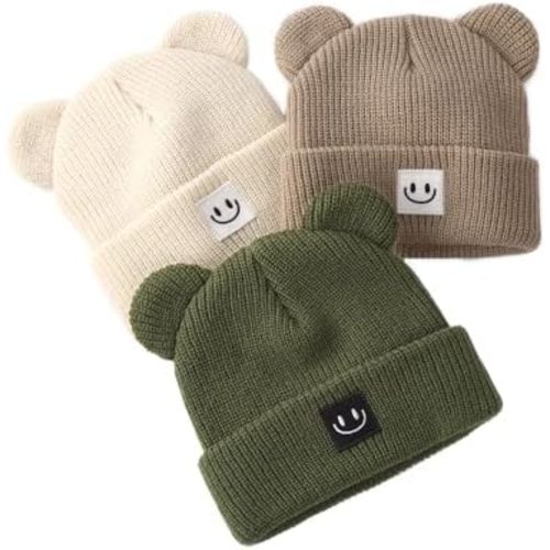 FURTALK Infant Baby Beanie with Bear Ear Cute Winter Hat for Toddler Boys Girls Soft Knitted Cap