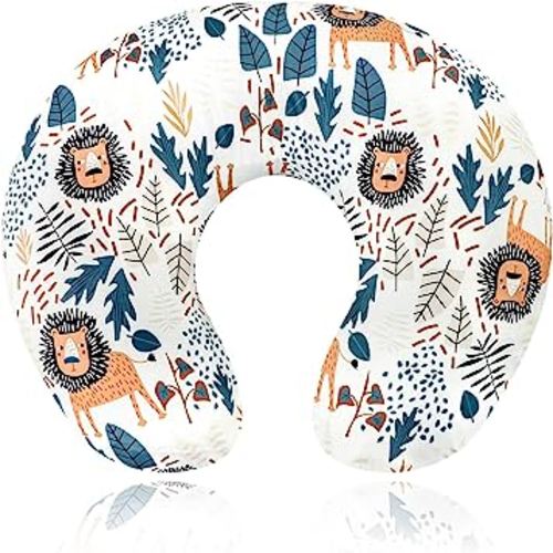 SWESEN Nursing Pillow Cover, Lion Breastfeeding Pillows Covers, Snug Fits Nursing Pillow Slipcovers for Boys Girls, Ultra Soft and Stretchy, Animal