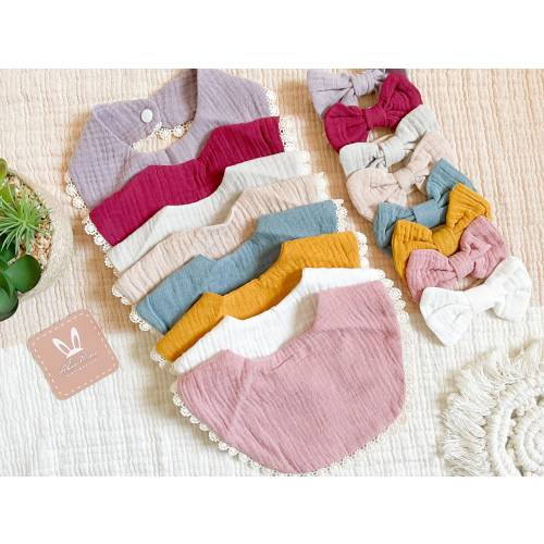 Baby Muslin Bibs Set | Vintage Bibs | Baby Girl | Baby Shower Gift | Double Side Bibs | Cute Bibs | Toddler Boho Lace Bibs