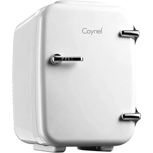 CAYNEL Mini Fridge Cooler and Warmer, (4Liter / 6Can) Portable Compact Personal Fridge, AC/DC Thermoelectric System, 100% Freon-Free Eco Friendly for Home, Office and Car