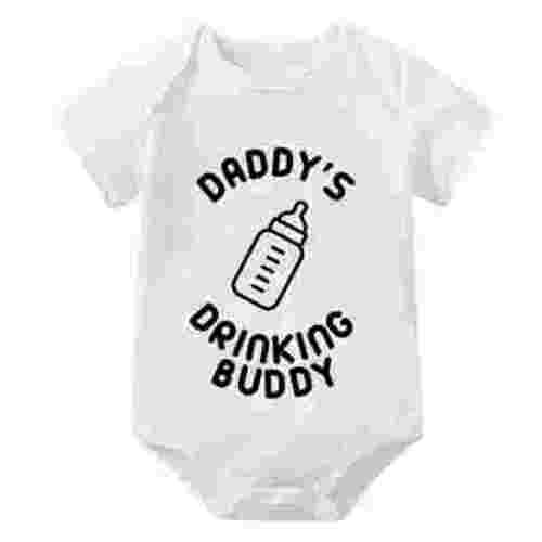 Daddy's Drinking Buddy Neutral Baby Clothes Newborn Short Sleeve Baby Boy Winter Outfits White 0-3 Month Baby Boy Clothes