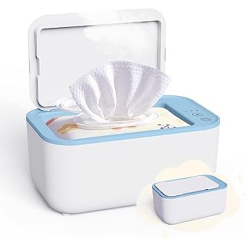 Baby Wipe Warmer, Wipe Warmer and Baby Wet Wipes Dispenser, Evenly Heated Wipes Warmer for Newborn Baby, Smart Precise Control Portable Wipe Warmer, Large Capacity Diaper Warmer for Nursery (Blue)