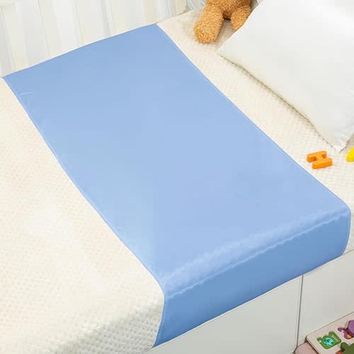 PROMEED 23 Momme Silk Bassinet Sheet for Baby Hair, No More Bed Head and Baby Bald Spots, 100% Mulberry Silk Crib Sheets for Baby Boy/Girl (Blue)