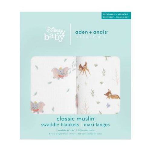 Aden + Anais Essentials Swaddle Blanket - Disney + Friends - Bambi Forest - 2pk