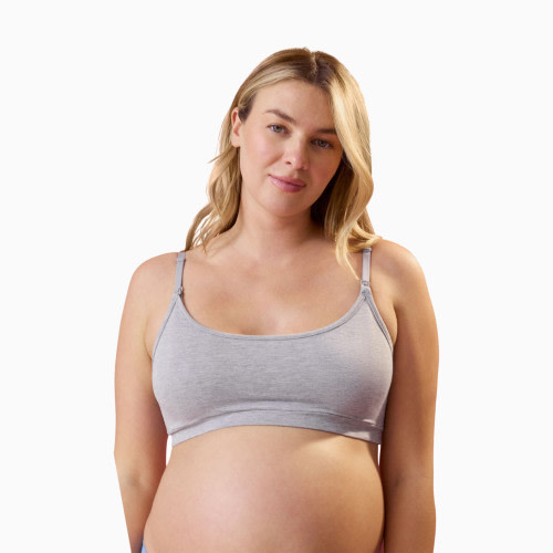 Kindred Bravely French Terry Maternity & Nursing Bralette - Grey Heather, Large Busty