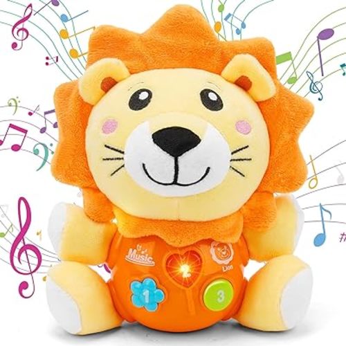 Baby Toys 6 to 12 Months - Infant Baby Musical Toy for 1 Year Old Boys & Girls - Cute Lion Plush Toys Newborn Toy 0 3 6 9 12 Month Best Gift
