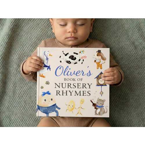 Personalized Nursery Rhymes Book, Custom Baby Name Storybook, Baby Shower Gift for Boy or Girl, Nephew First Birthday Gift, Baby Keepsake