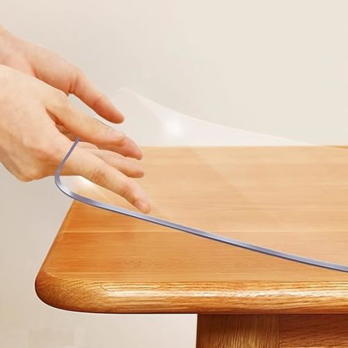 Crystal PVC Office Desk Blotter Cover Protector Rectangular Plastic Clear Table Cover Mat Desk Pad Mat for Sofa Computer Desk Topper Wooden Furniture Screen Protection Wipeable Easy Clean 18x54 in