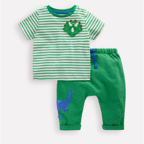 Bouclé Jersey Play Set-Soft Ivory and Sapling Green | Boden USA
