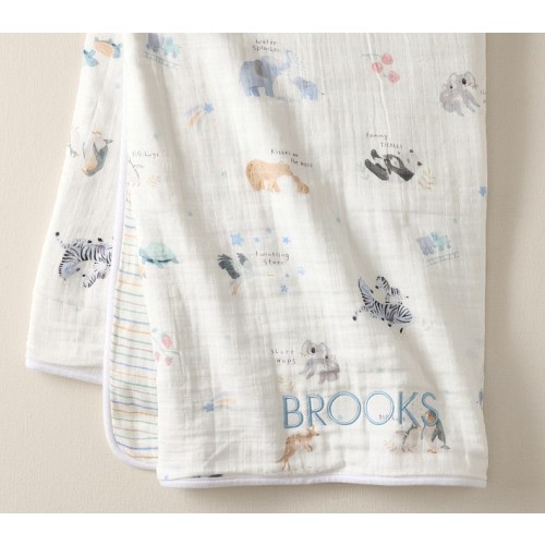 Avery Animals Oversized Muslin Baby Blanket