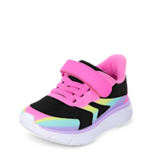 Toddler Girls Rainbow Ombre Running Sneakers - Black