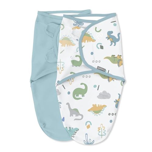SwaddleMe by Ingenuity Original Swaddle, 0-3 Months, 2-Pack - Tropical Dino