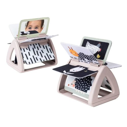 Taf Toys Black & White Rattling Spinning Book High Contrast Newborn Baby Toy 0-6 6-12 Months with Mirror for Visual Stimulation, Tummy Time & Early Cognitive Development, Montessori Learning Activity